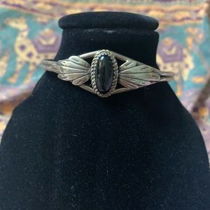 Native American vintage silver onyx bracelet